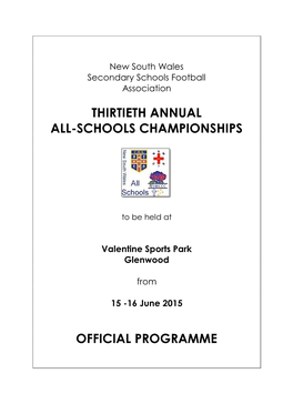 Thirtieth Annual All-Schools Championships