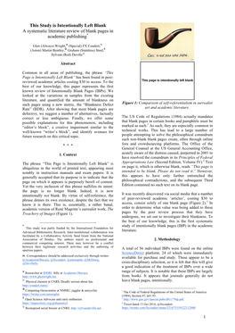 This Study Is Intentionally Left Blank a Systematic Literature Review of Blank Pages in * Academic Publishing