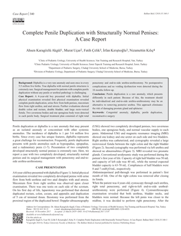 Complete Penile Duplication with Structurally Normal Penises: a Case Report