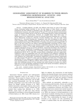 Geographic Assignment of Seabirds to Their Origin: Combining Morphologic, Genetic, and Biogeochemical Analyses