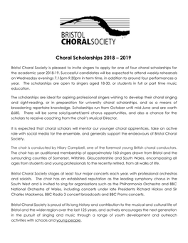Choral Scholarships 2018 – 2019