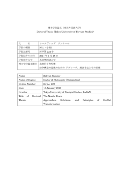 Doctoral Thesis (Tokyo University of Foreign Studies)