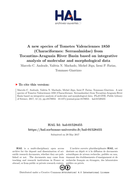 From Tocantins-Araguaia River Basin Based on Integrative Analysis of Molecular and Morphological Data Marcelo C