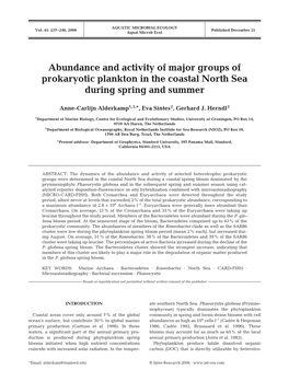 Abundance and Activity of Major Groups of Prokaryotic Plankton in the Coastal North Sea During Spring and Summer