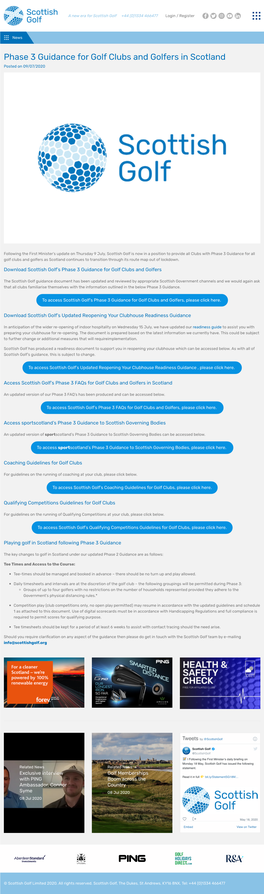 Phase 3 Guidance for Golf Clubs and Golfers in Scotland Scottish Golf