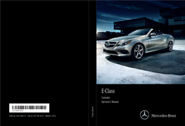 E-Class Cabriolet Operator's Manual É2075847802{ËÍ 2075847802