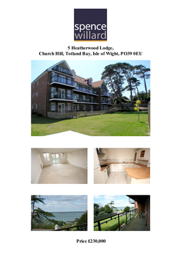 Price £230,000 5 Heatherwood Lodge, Church Hill, Totland Bay, Isle Of