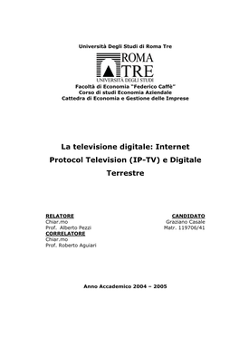 Internet Protocol Television (IP-TV) E Digitale Terrestre