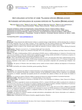 Anti-Virulence Activities of Some Tillandsia Species (Bromeliaceae)