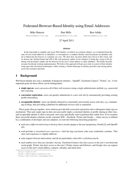 Federated Browser-Based Identity Using Email Addresses
