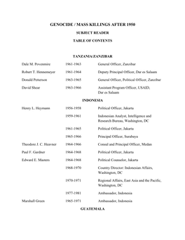 Genocide / Mass Killings After 1950