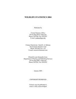 2004 Wildlife Statistics