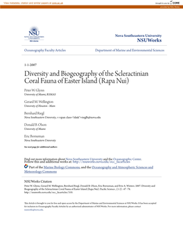 Diversity and Biogeography of the Scleractinian Coral Fauna of Easter Island (Rapa Nui) Peter W