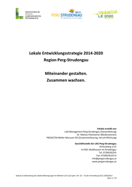 Lokale Entwicklungsstrategie Perg-Strudengau 2014-2020