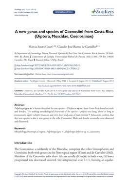 A New Genus and Species of Coenosiini from Costa Rica (Diptera, Muscidae, Coenosiinae)