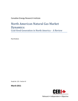 North American Natural Gas Market Dynamics: Coal-Fired Generation in North America – a Review