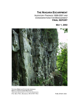 The Niagara Escarpment Inventory Findings 1999-2001 and Considerations for Management Final Report