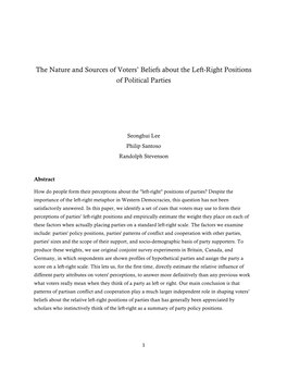 The Nature and Sources of Voters' Beliefs About the Left-Right