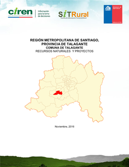 Región Metropolitana De Santiago, Provincia De Talagante Comuna De Talagante Recursos Naturales Y Proyectos