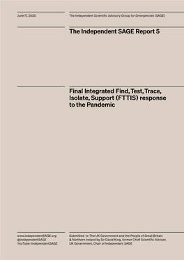 Final Integrated Find, Test, Trace, Isolate, Support (FTTIS) Response to the Pandemic