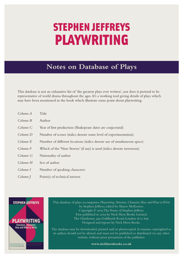 Stephen Jeffreys Playwriting