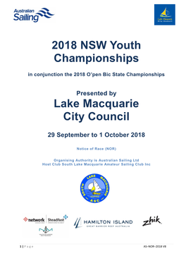 2018 NSW Youth Championships Lake Macquarie City Council