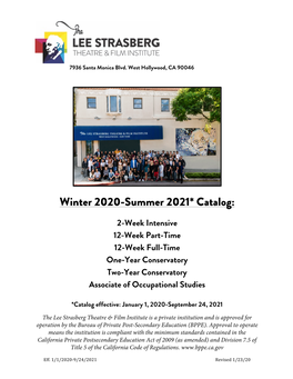 Winter 2020-Summer 2021* Catalog