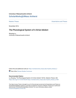 The Phonological System of a Xin'an Idiolect