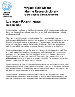 Library Pathfinder Nudibranchs