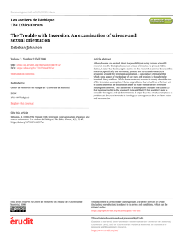 An Examination of Science and Sexual Orientation Rebekah Johnston