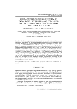 Solubilizing Bacteria in Moso Bamboo (Phyllostachys Edulis)