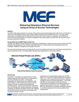 Delivering Ubiquitous Ethernet Services Using the World’S Access Technologies