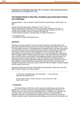 The Parallel Roads of Glen Roy, Scotland: Geoconservation History and Challenges