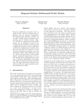 Diagonal Orthant Multinomial Probit Models