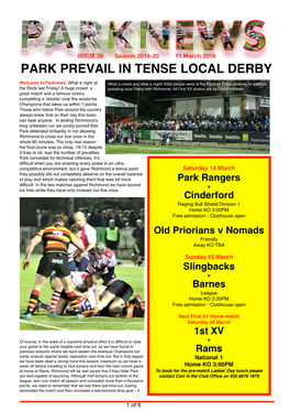 Park Prevail in Tense Local Derby