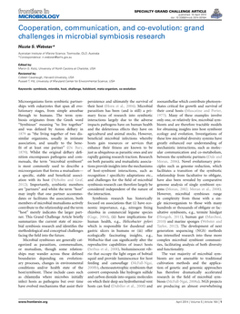 Grand Challenges in Microbial Symbiosis Research