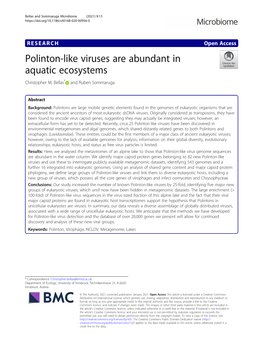 Polinton-Like Viruses Are Abundant in Aquatic Ecosystems Christopher M