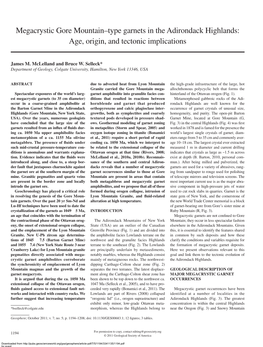 Megacrystic Gore Mountain–Type Garnets in the Adirondack Highlands: Age, Origin, and Tectonic Implications