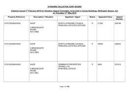 Property Reference Description / Situation Appellant / Agent Status Appealed Value Appeal Number