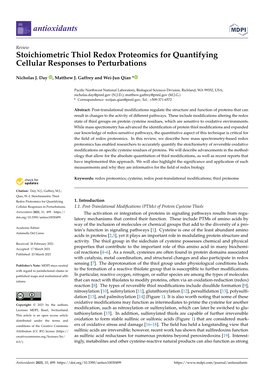 Stoichiometric Thiol Redox Proteomics for Quantifying Cellular Responses to Perturbations