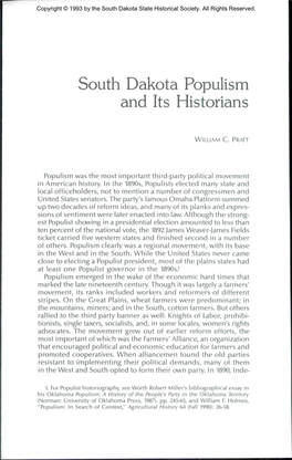 South Dakota Populism and Its Historians