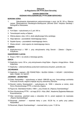 Załącznik Do Regulaminu OK PTTK Ziemi Serockiej KANON OBIEKTÓW ODZNAKI KRAJOZNAWCZEJ PTTK ZIEMI SEROCKIEJ BOROWA GÓRA 1