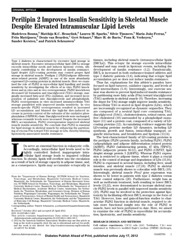 Perilipin 2 Improves Insulin Sensitivity in Skeletal Muscle Despite Elevated Intramuscular Lipid Levels