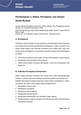 Pembelajaran 2. Waktu, Perubahan, Dan Sistem Sosial Budaya