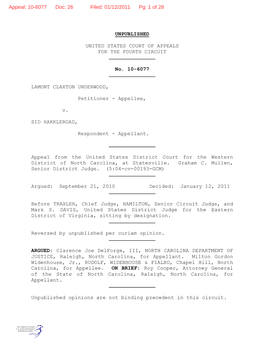 Appeal: 10-6077 Doc: 26 Filed: 01/12/2011 Pg: 1 of 28