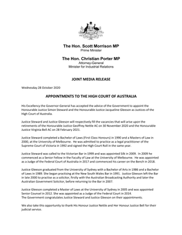 The Hon. Scott Morrison MP the Hon. Christian Porter MP JOINT MEDIA