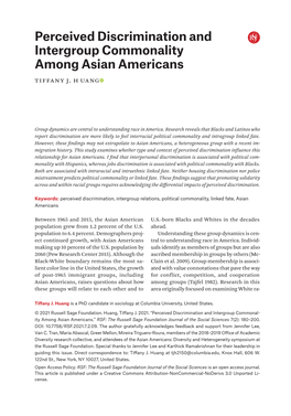 Perceived Discrimination and Intergroup Commonality Among