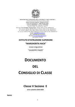 Documento Del Consiglio Di Classe