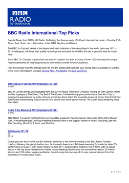 BBC Radio International Top Picks