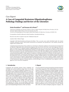 A Case of Congenital Brainstem Oligodendroglioma: Pathology Findings and Review of the Literature